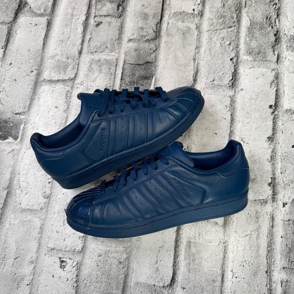 Adidas Superstar Glossy Toe Blue Walking Athletic Shoes Sneakers Womens Sz 9